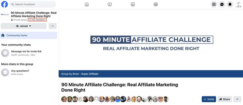 90 Minute Affiliate Challenge Facebook group