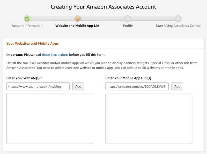 Sign up for Amazon Associates program