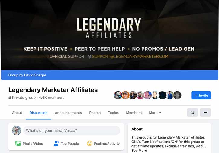 Legendary Marketer Affiliates Facebook group