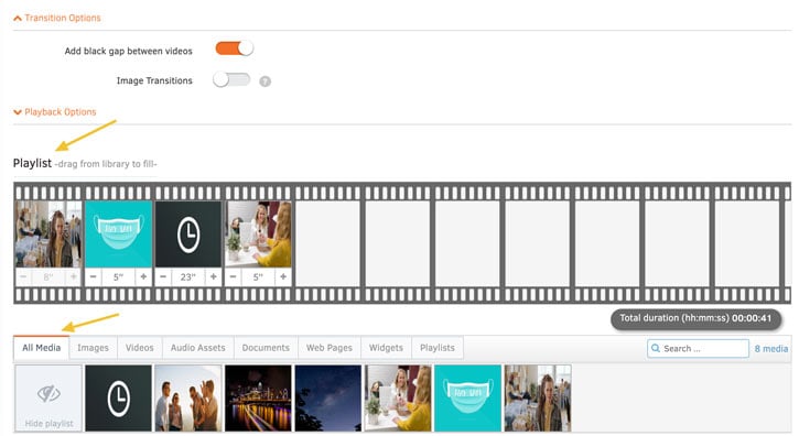 Yodeck playlists dashboard