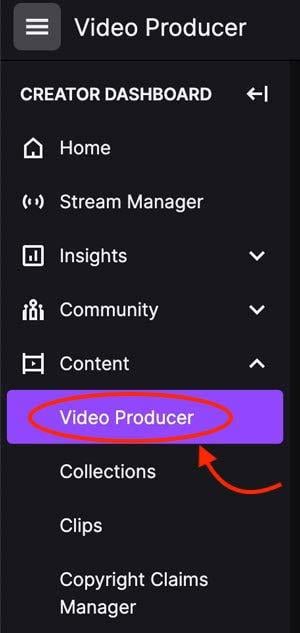 Twitch creator dashboard video producer