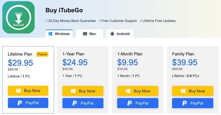 iTubeGo Price