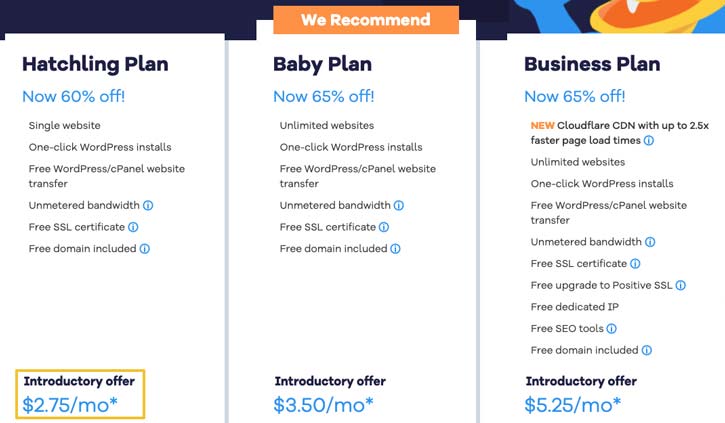 HostGator shared hosting pricing