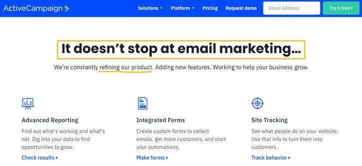 ActiveCampaign it doesn't stop at email marketing more features
