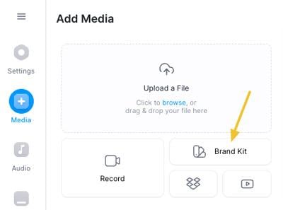 Veed io add brand kit media to project
