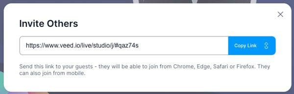 Veed io live stream invite guest link