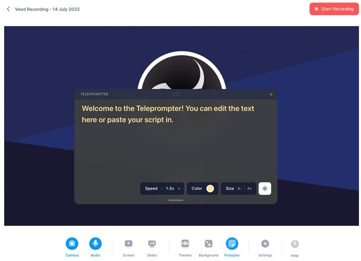Veed io recordings teleprompter