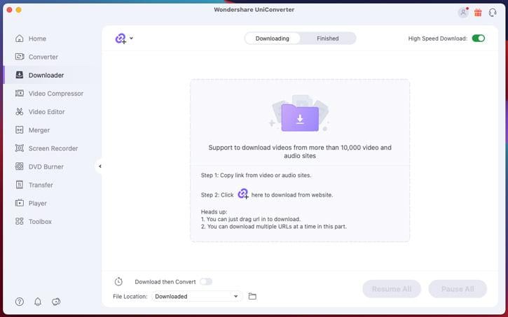Wondershare UniConverter video downloader