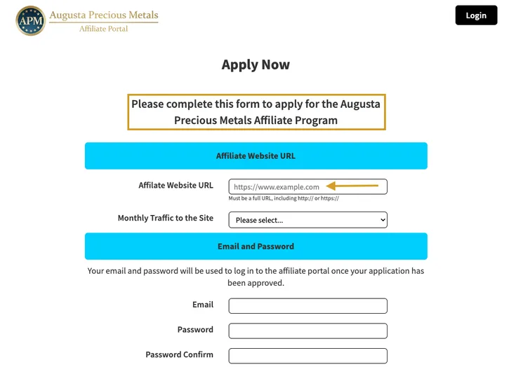 Augusta Precious Metals affiliate portal apply now