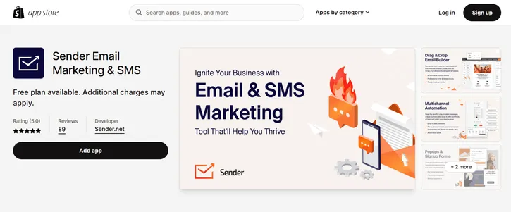 Sender Best SMS Marketing App for Shopify